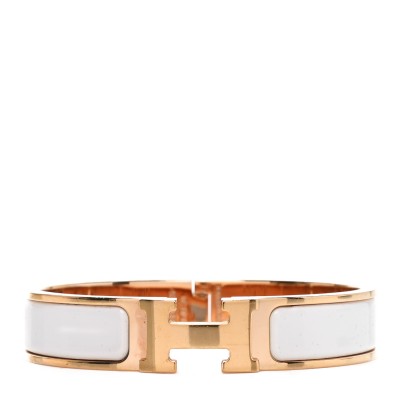 Enamel Narrow Clic Clac H Bracelet PM White