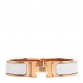 Enamel Narrow Clic Clac H Bracelet PM White