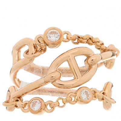 18K Rose Gold Diamond MM Chaine d'Ancre Chaos Ring 52 6