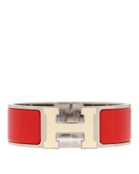 Enamel Wide Clic Clac H Bracelet PM White Rouge Vif