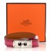 Shiny Alligator Kelly Double Tour Bracelet S Fuchsia