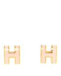 Gold Lacquered Mini Pop H Earrings Rose Dragee