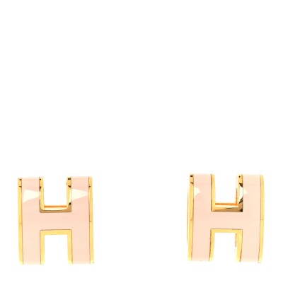 Gold Lacquered Mini Pop H Earrings Rose Dragee