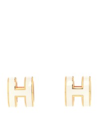 Rose Gold Lacquered Mini Pop H Earrings White