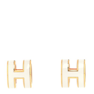 Rose Gold Lacquered Mini Pop H Earrings White