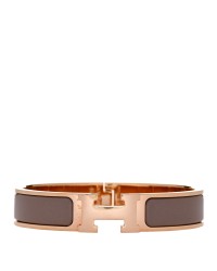 Enamel Narrow Clic Clac H Bracelet PM Marron Glace