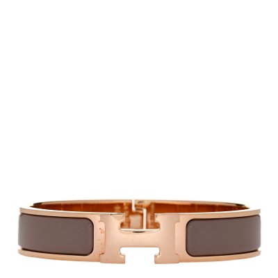 Enamel Narrow Clic Clac H Bracelet PM Marron Glace