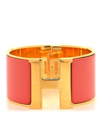Enamel Extra Wide Clic Clac H Bracelet GM Rouge Corail