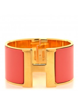 Enamel Extra Wide Clic Clac H Bracelet GM Rouge Corail