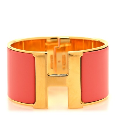 Enamel Extra Wide Clic Clac H Bracelet GM Rouge Corail