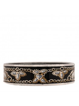 Enamel Printed Wide Bracelet Black