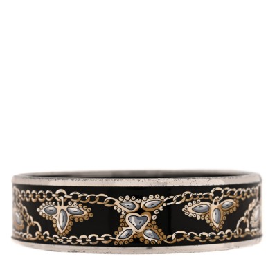 Enamel Printed Wide Bracelet Black