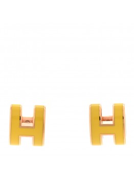 Rose Gold Lacquered Mini Pop H Earrings New Jaune De Naples