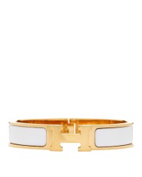 Enamel Narrow Clic Clac H Bracelet PM White