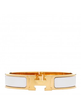 Enamel Narrow Clic Clac H Bracelet PM White
