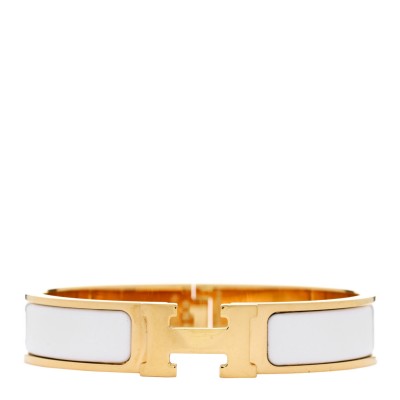 Enamel Narrow Clic Clac H Bracelet PM White