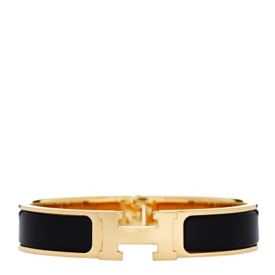 Enamel Narrow Clic Clac H Bracelet PM Black