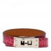 Shiny Alligator Kelly Double Tour Bracelet S Fuchsia
