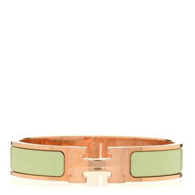 Enamel Narrow Clic Clac H Bracelet PM Vert Amande