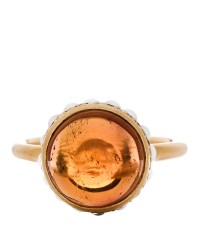 18K Yellow Gold Diamond Orange Tourmaline Freshwater Cultured Pearl One of a Kind Ring 53 6.5