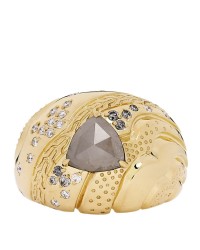 18K Yellow Gold Grey Diamond Lahar Dome Ring 54 7