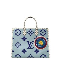 L Monogram Giant Onthego Capri Blue Coated Canvas To