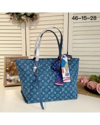 Louis new arrival denim neverfull bag size: 46*28*15 cm