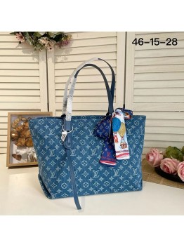Louis new arrival denim neverfull bag size: 46*28*15 cm