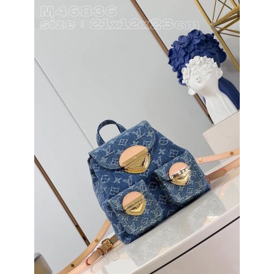 Louis Monogram Denim backpack bag size : 21-12-23 cm