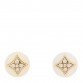 18K Yellow Gold Diamond White Agate Color Blossom BB Star Stud Earrings