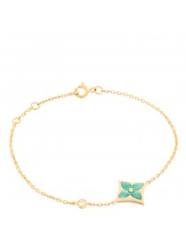 18K Yellow Gold Diamond Amazonite Color Blossom BB Star Bracelet
