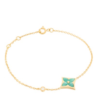 18K Yellow Gold Diamond Amazonite Color Blossom BB Star Bracelet