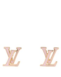 Metal Enamel LV Iconic Earrings Gold Pink