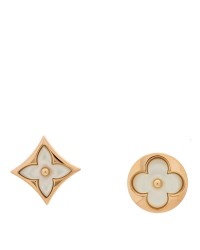 18K Pink Gold Mother of Pearl Color Blossom Star & Sun Stud Earrings