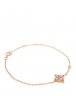 18K Pink Gold Diamond Pink Mother of Pearl Color Blossom BB Star Bracelet