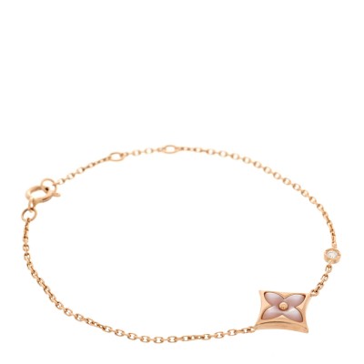 18K Pink Gold Diamond Pink Mother of Pearl Color Blossom BB Star Bracelet