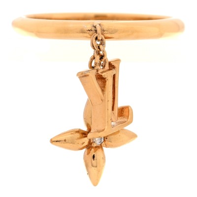 Metal Crystal Louisette Signature Ring M Gold
