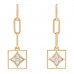 18K Yellow Gold Diamond Mother of Pearl Color Blossom Drop Earrings