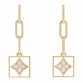 18K Yellow Gold Diamond Mother of Pearl Color Blossom Drop Earrings