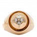 18K Yellow Gold Diamond B Blossom Signet Ring 55 7.25