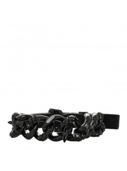 Suede Metal Chain Bracelet Black