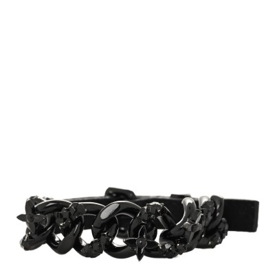 Suede Metal Chain Bracelet Black