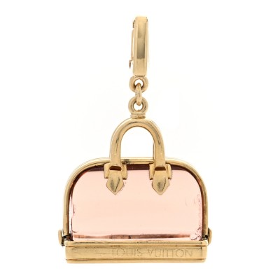18K Yellow Gold Pink Glass Alma Charm