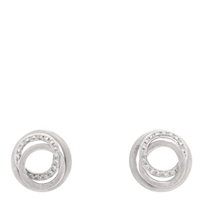 18K White Gold Diamond Jaipur Link Stud Earrings