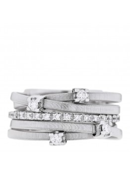 18K White Gold Diamond Five Strand Goa Ring 53 6.25