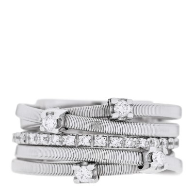 18K White Gold Diamond Five Strand Goa Ring 53 6.25