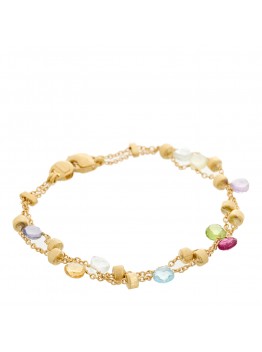 18K Yellow Gold Multi Gemstone Paradise Double Strand Bracelet