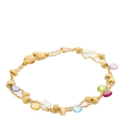 18K Yellow Gold Multi Gemstone Paradise Double Strand Bracelet