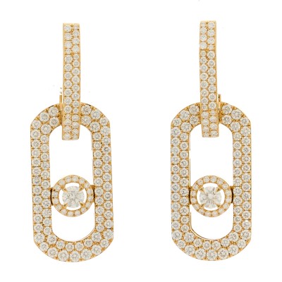 18K Yellow Gold Diamond XL So Move Pave Pendant Earrings