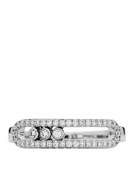 18K White Gold Diamond Baby Move Pave Ring 54 7